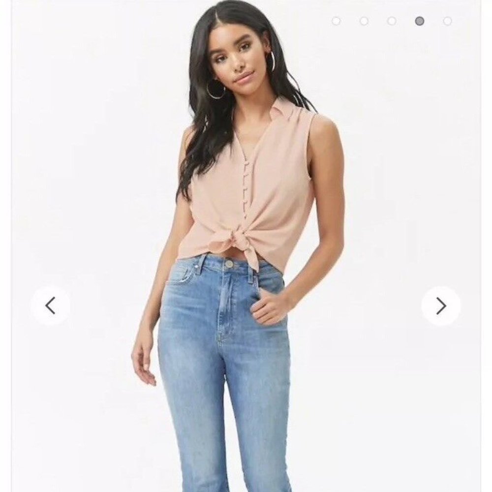 Pink Forever 21 Button Down Blouse